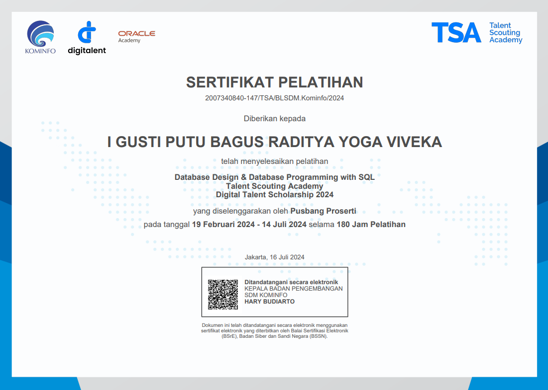 Database Design & SQL TSA Kominfo