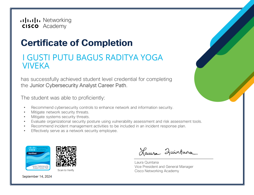 Cisco Junior Cybersecurity Analyst